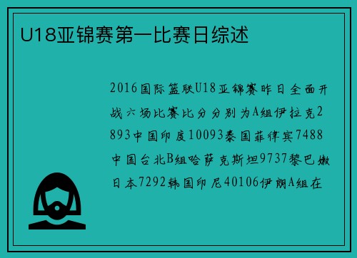 U18亚锦赛第一比赛日综述